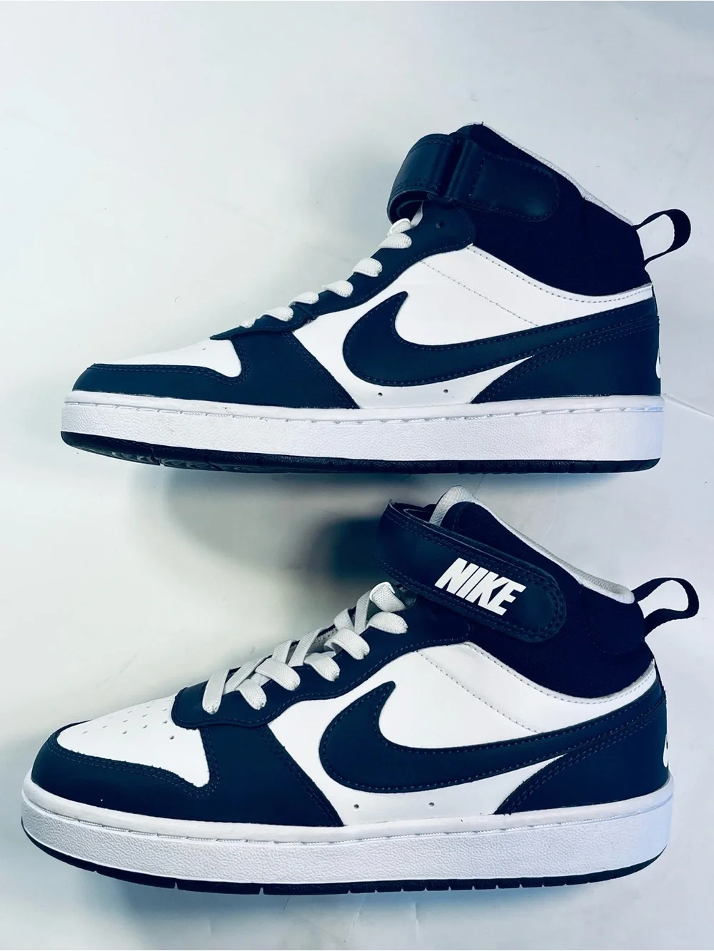 Nike Court Borough Mid 2 White Navy Blue Sneakers #CD7782-107 Big Boy:5.5 Y NEW
